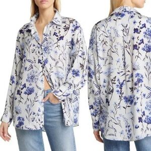 Favorite Daughter Smooth Ex-Boyfriendtop. Floral Blue and White Women's Top